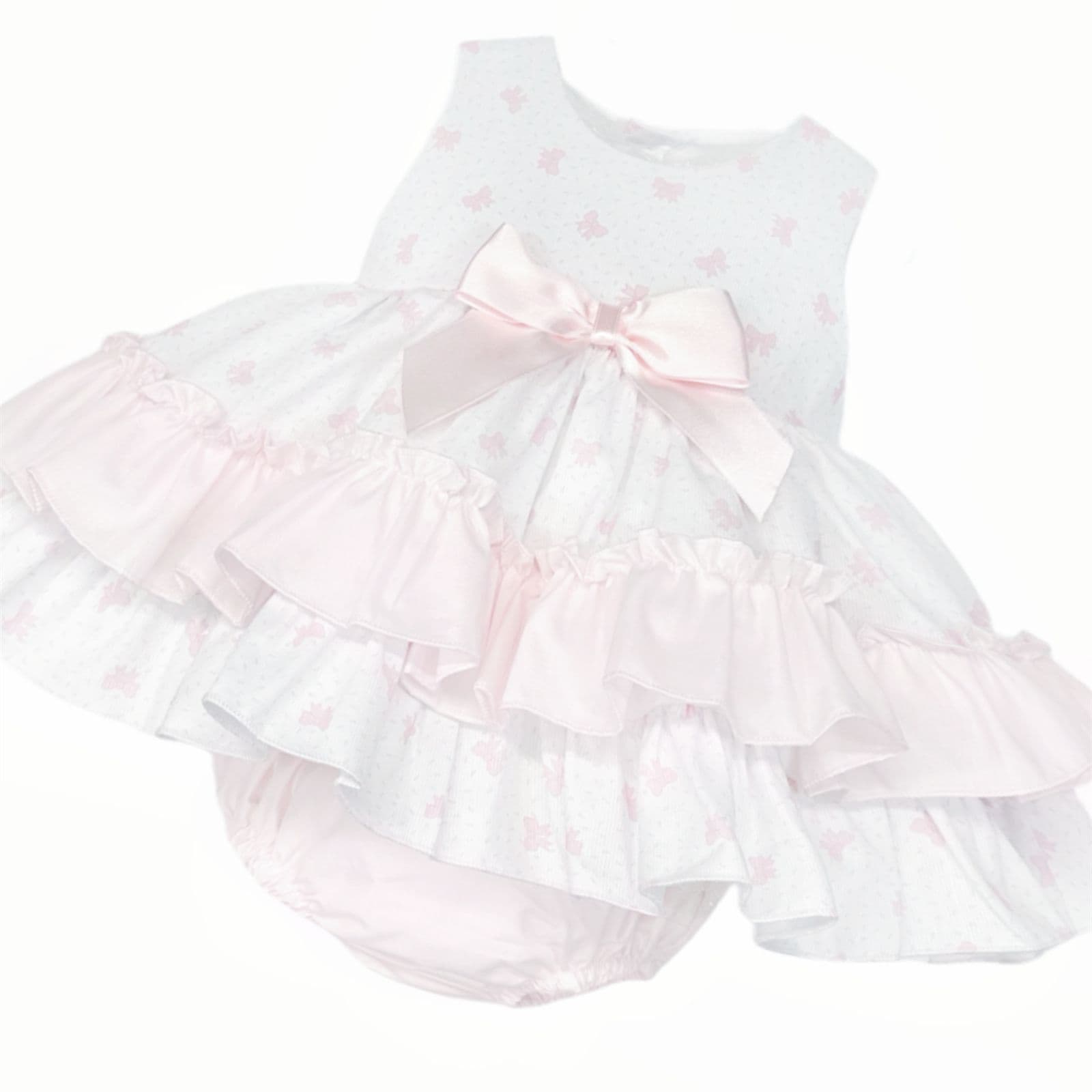 *SALE* Baby Girl Pink Bow Print Puff Ball Dress with Pants "MYD25024"