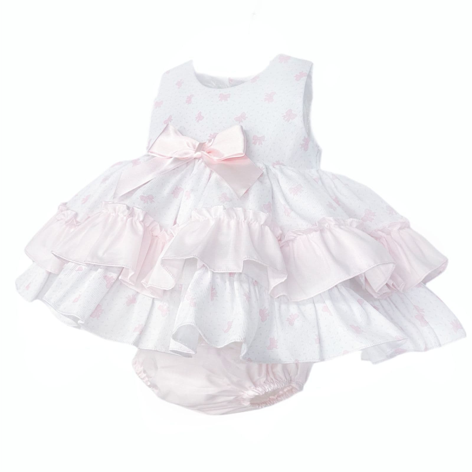 *SALE* Baby Girl Pink Bow Print Puff Ball Dress with Pants "MYD25024"