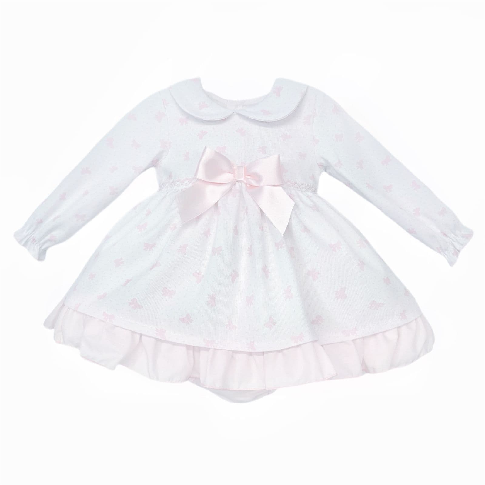 *SALE* Baby Girl Pink Bow Print Puff Ball Dress with Pants "MYD25213"