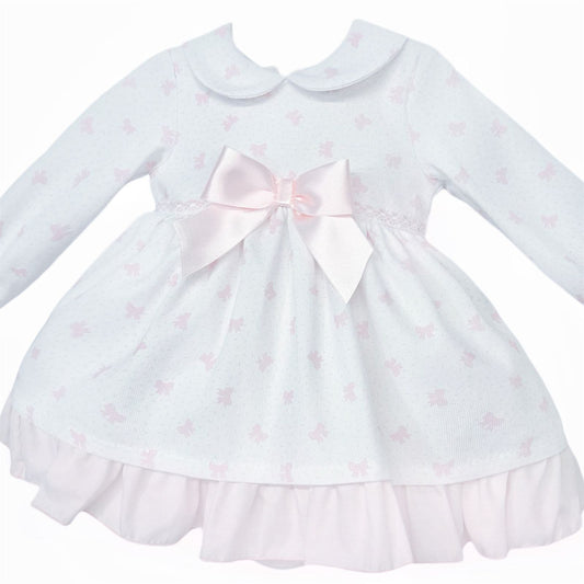 *SALE* Baby Girl Pink Bow Print Puff Ball Dress with Pants "MYD25213"