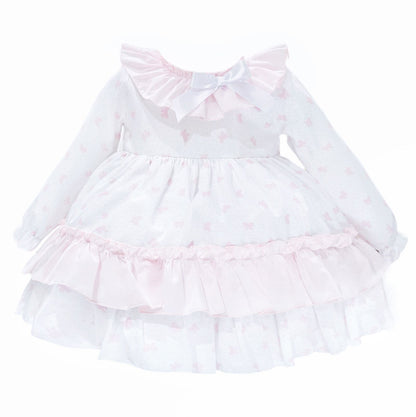 *SALE* Baby Girl Pink Bow Print Puff Ball Dress with Pants "MYD25214"