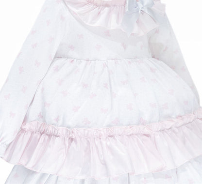 *SALE* Baby Girl Pink Bow Print Puff Ball Dress with Pants "MYD25214"