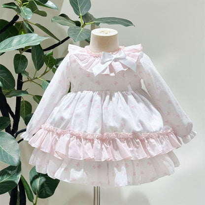 *SALE* Baby Girl Pink Bow Print Puff Ball Dress with Pants "MYD25214"