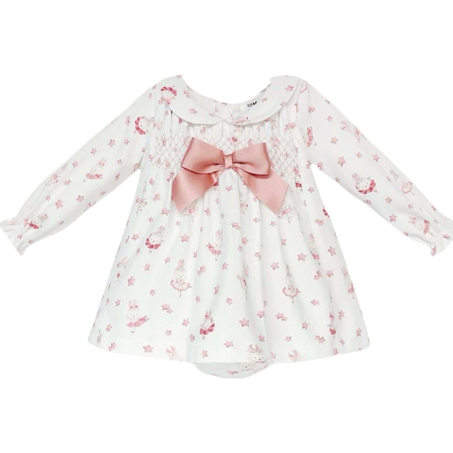 SALE" Baby Girl Pink Bunny Smock Dress with Pants "MYD25217