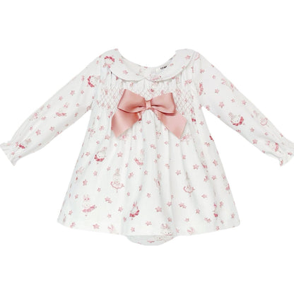 SALE" Baby Girl Pink Bunny Smock Dress with Pants "MYD25217