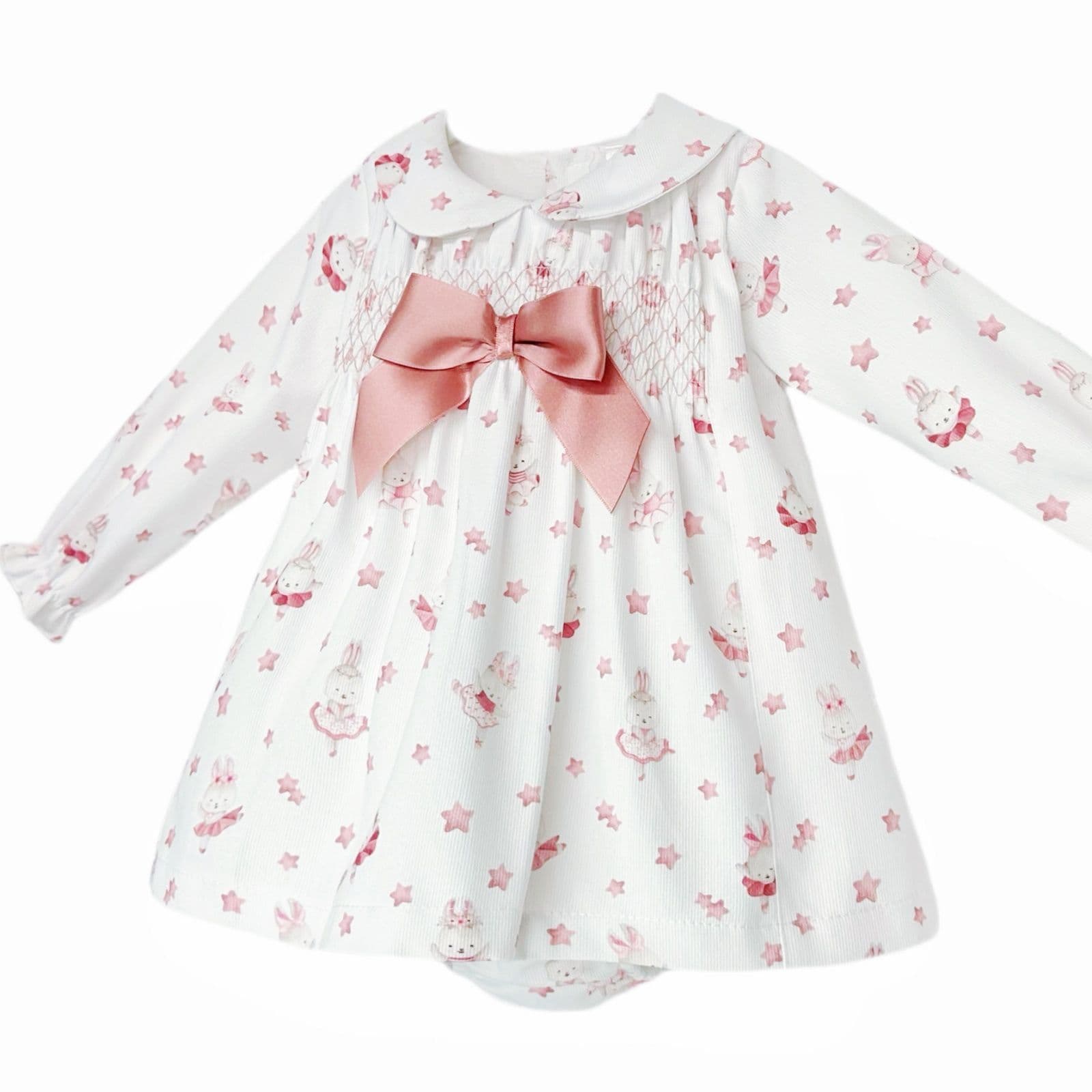 SALE" Baby Girl Pink Bunny Smock Dress with Pants "MYD25217