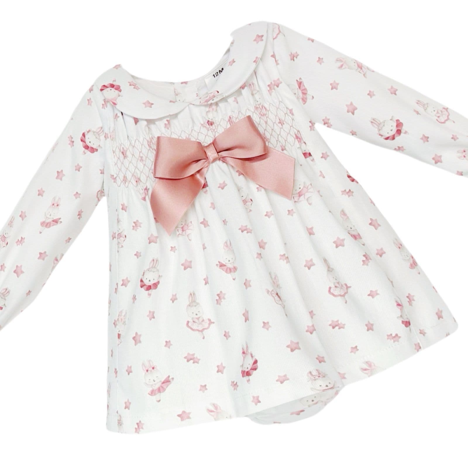 SALE" Baby Girl Pink Bunny Smock Dress with Pants "MYD25217