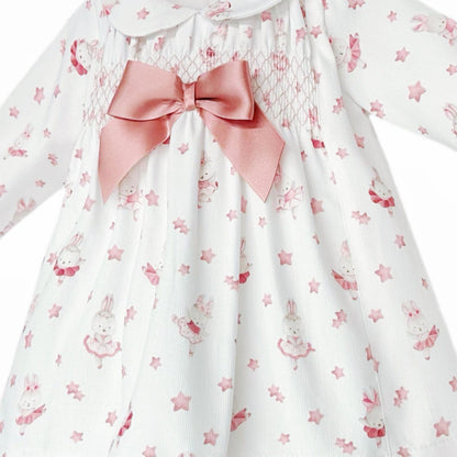 SALE" Baby Girl Pink Bunny Smock Dress with Pants "MYD25217