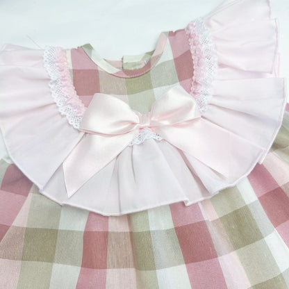 *SALE* Baby Girl Pink Checked Cotton Puff Ball Dress "MYD2465"