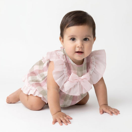 *SALE* Baby Girl Pink Checked Cotton Puff Ball Dress "MYD2465"