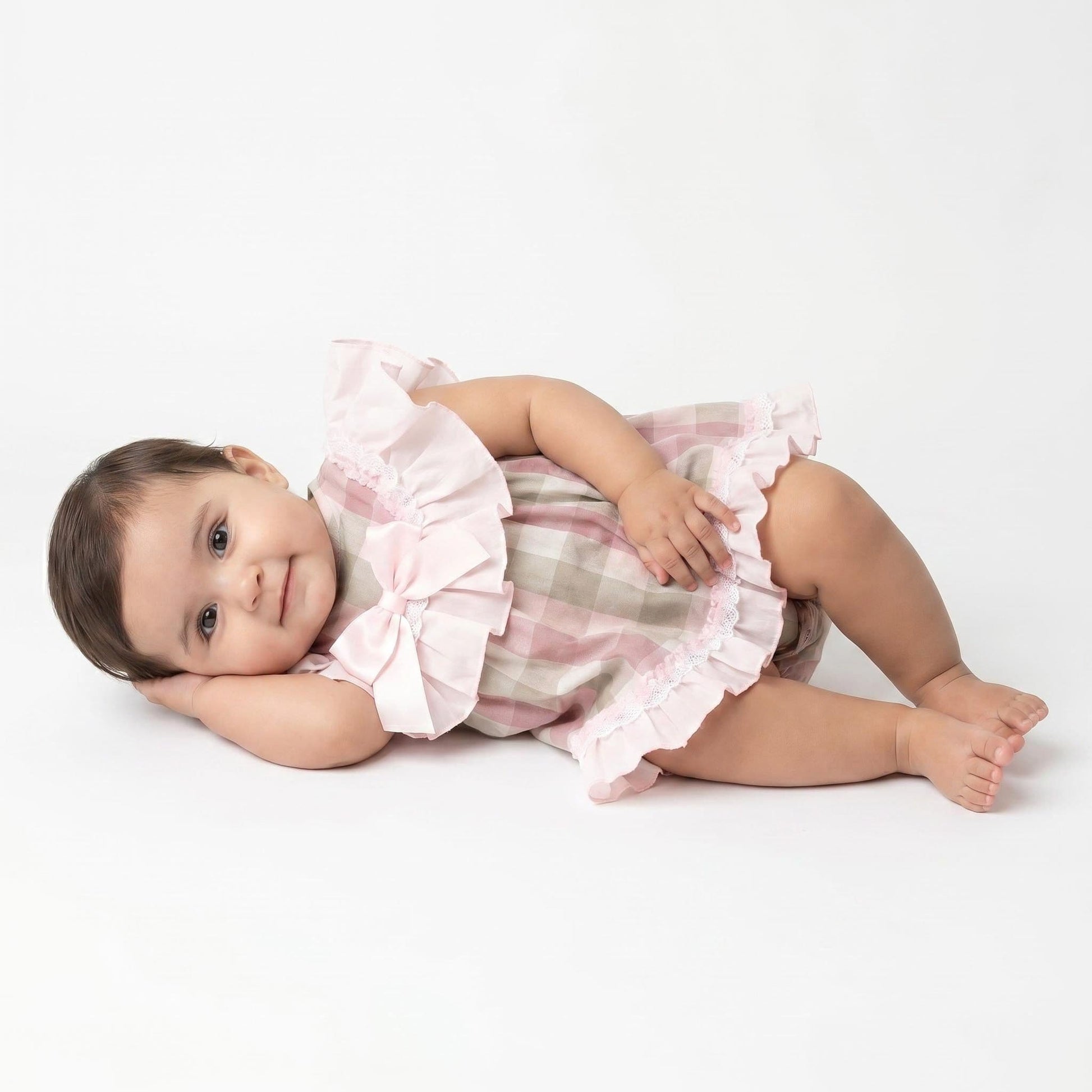 *SALE* Baby Girl Pink Checked Cotton Puff Ball Dress "MYD2465"