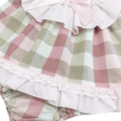 *SALE* Baby Girl Pink Checked Cotton Puff Ball Dress "MYD2465"