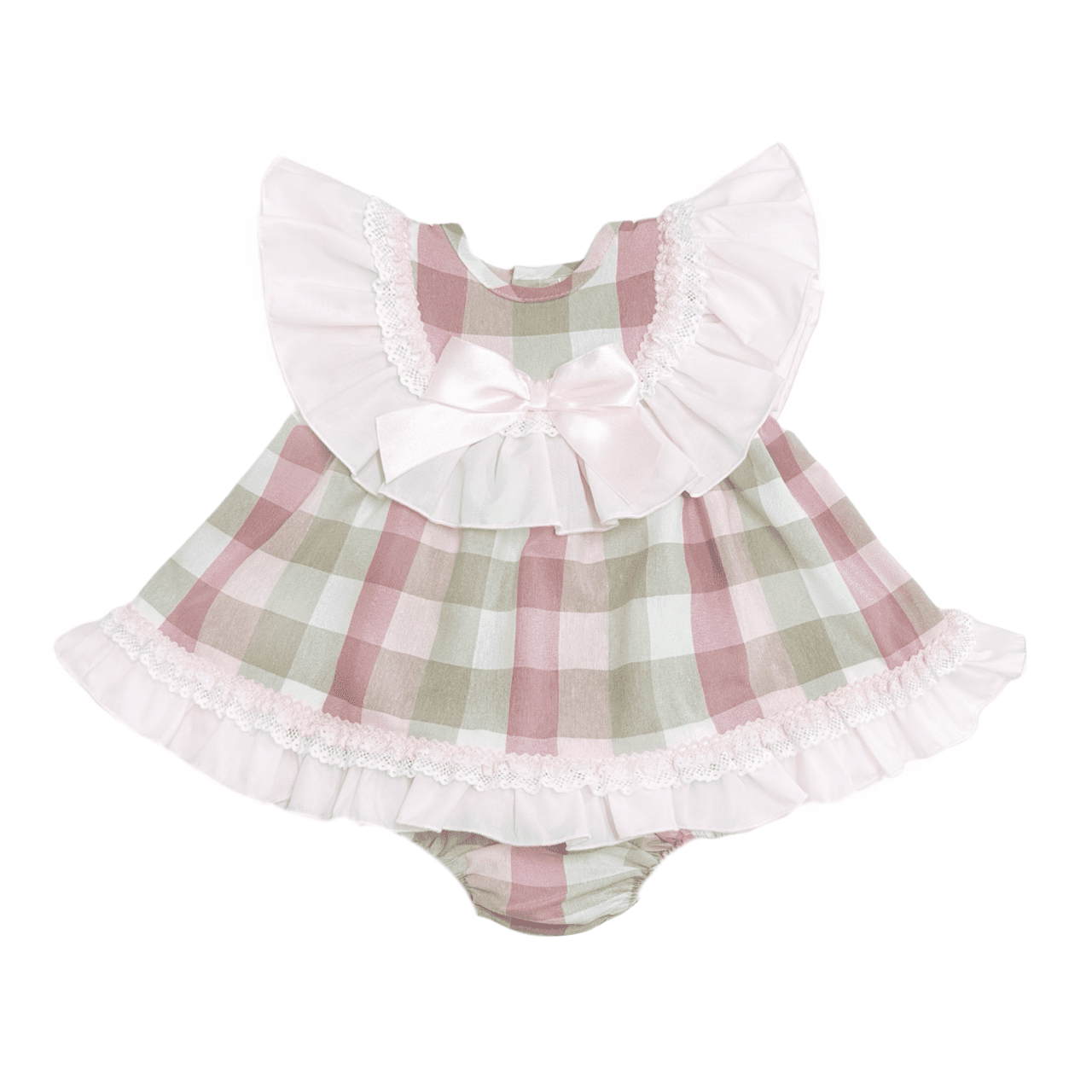 *SALE* Baby Girl Pink Checked Cotton Puff Ball Dress "MYD2465"