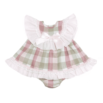 *SALE* Baby Girl Pink Checked Cotton Puff Ball Dress "MYD2465"