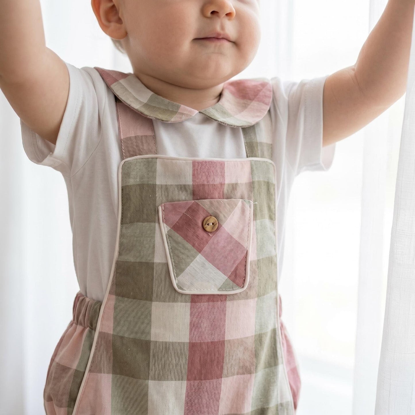 *SALE* Baby Girl Pink Checked Cotton Romper with Top "MYD2462P"