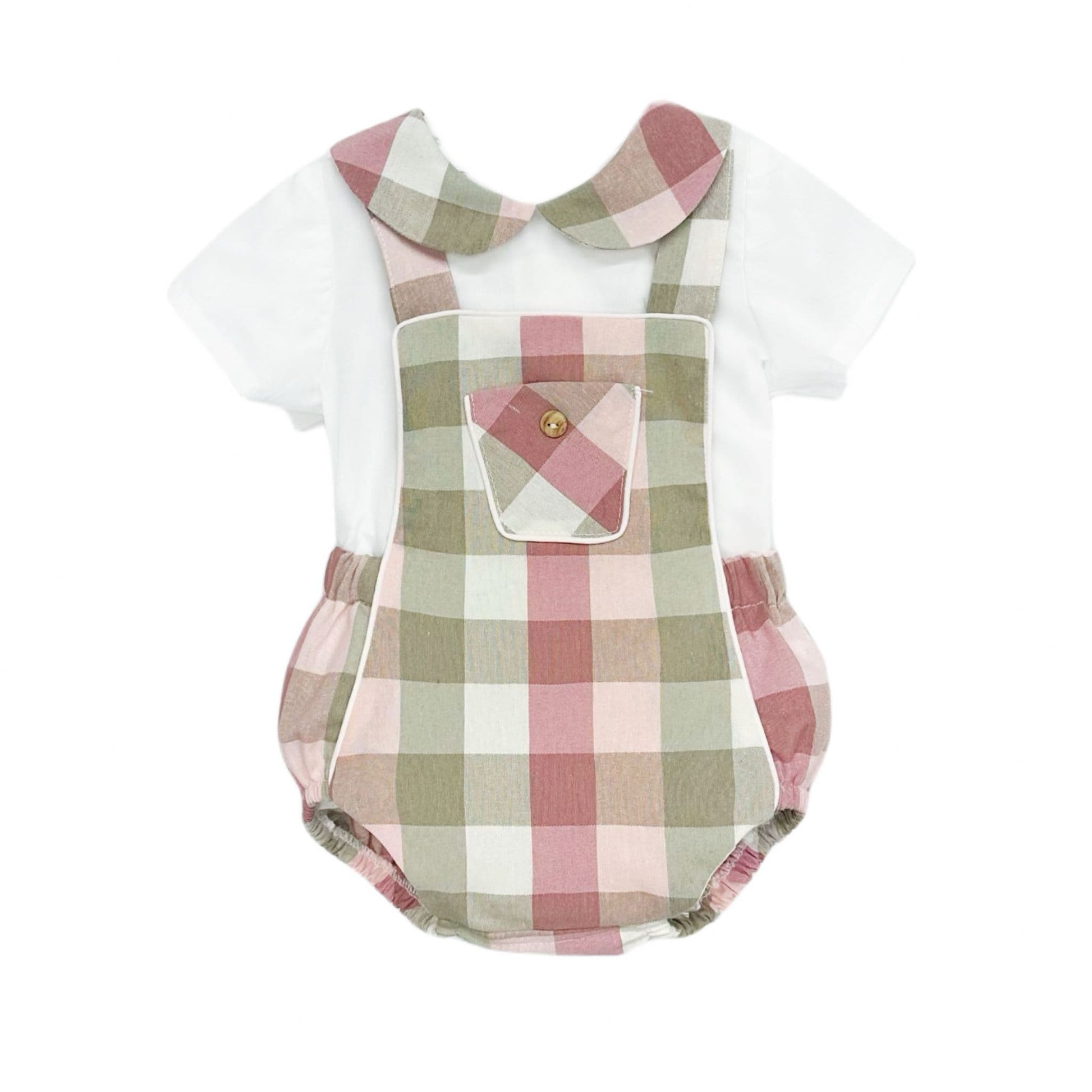 *SALE* Baby Girl Pink Checked Cotton Romper with Top "MYD2462P"