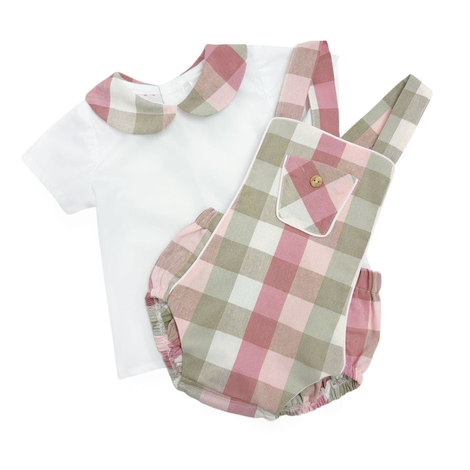 *SALE* Baby Girl Pink Checked Cotton Romper with Top "MYD2462P"