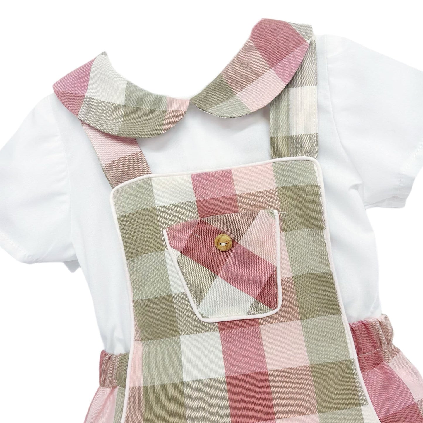 *SALE* Baby Girl Pink Checked Cotton Romper with Top "MYD2462P"