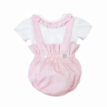 *SALE* Baby Girl Pink Checked Romper Suit with Top "LM2025"