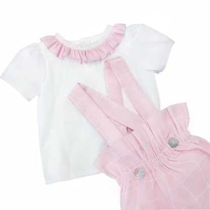 *SALE* Baby Girl Pink Checked Romper Suit with Top "LM2025"