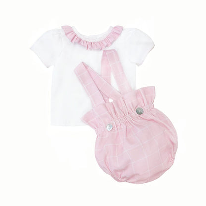 *SALE* Baby Girl Pink Checked Romper Suit with Top "LM2025"