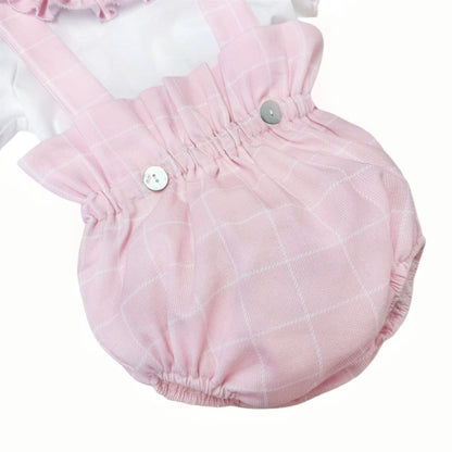 *SALE* Baby Girl Pink Checked Romper Suit with Top "LM2025"
