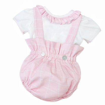 *SALE* Baby Girl Pink Checked Romper Suit with Top "LM2025"