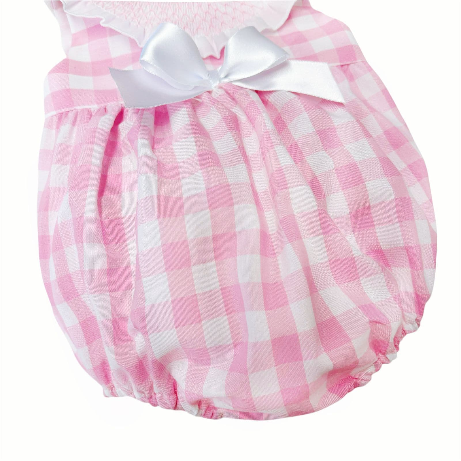 *SALE* Baby Girl Pink Checked Smocked Collar Romper "MYD2480"