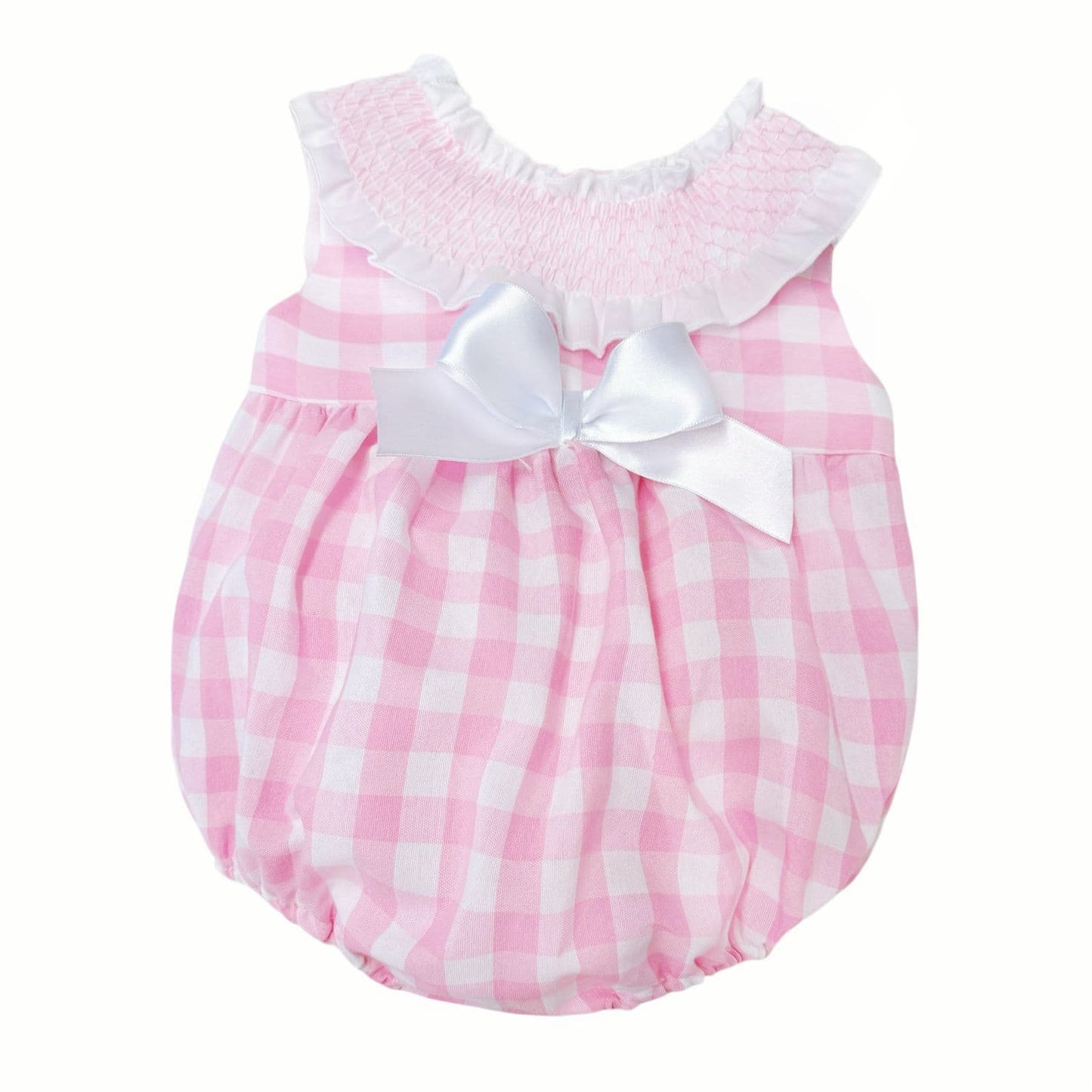 *SALE* Baby Girl Pink Checked Smocked Collar Romper "MYD2480"
