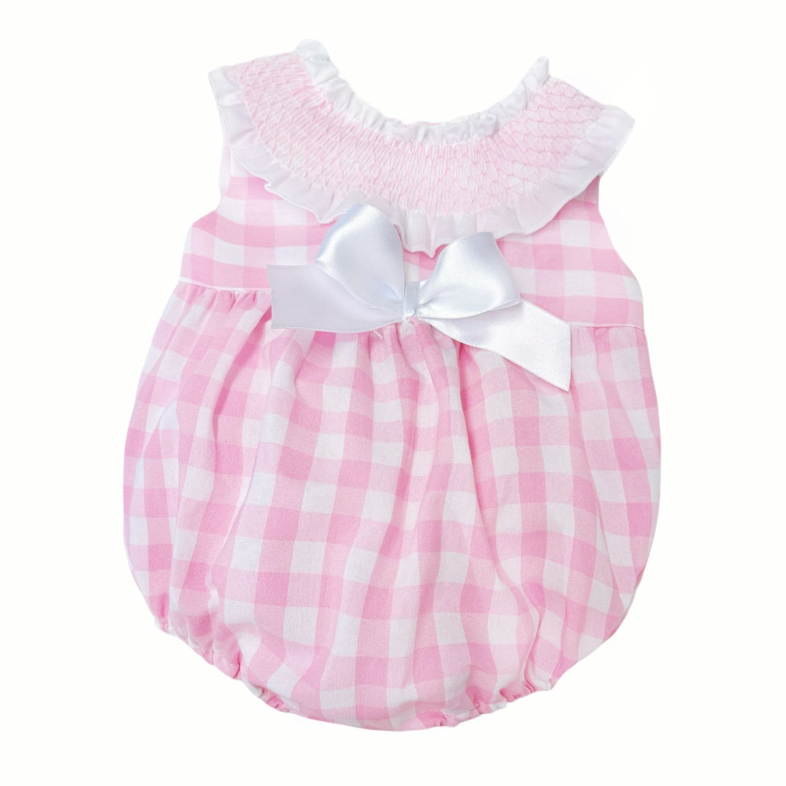 *SALE* Baby Girl Pink Checked Smocked Collar Romper "MYD2480"