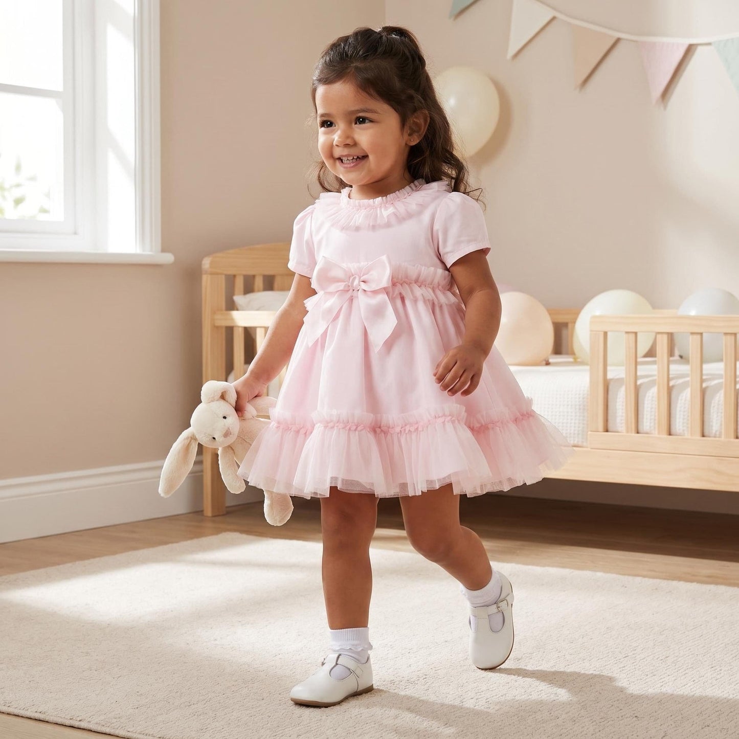 *SALE* Baby Girl Pink Cotton Dress Tulle Details with Pants "MYD25011"