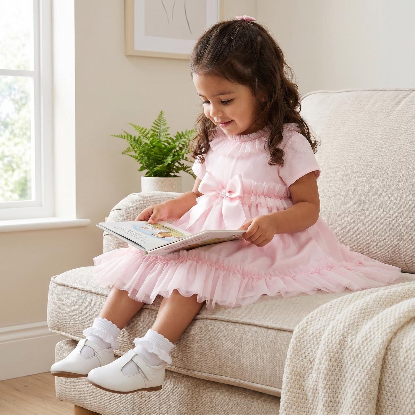 *SALE* Baby Girl Pink Cotton Dress Tulle Details with Pants "MYD25011"