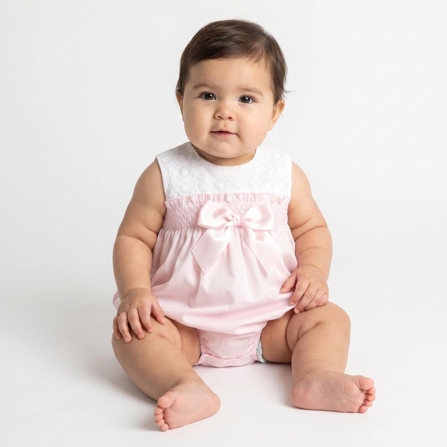 *SALE* Baby Girl Pink Cotton Embroidery Romper "MYD25008"