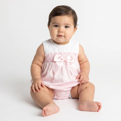 *SALE* Baby Girl Pink Cotton Embroidery Romper "MYD25008"