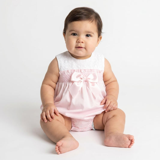 *SALE* Baby Girl Pink Cotton Embroidery Romper "MYD25008"