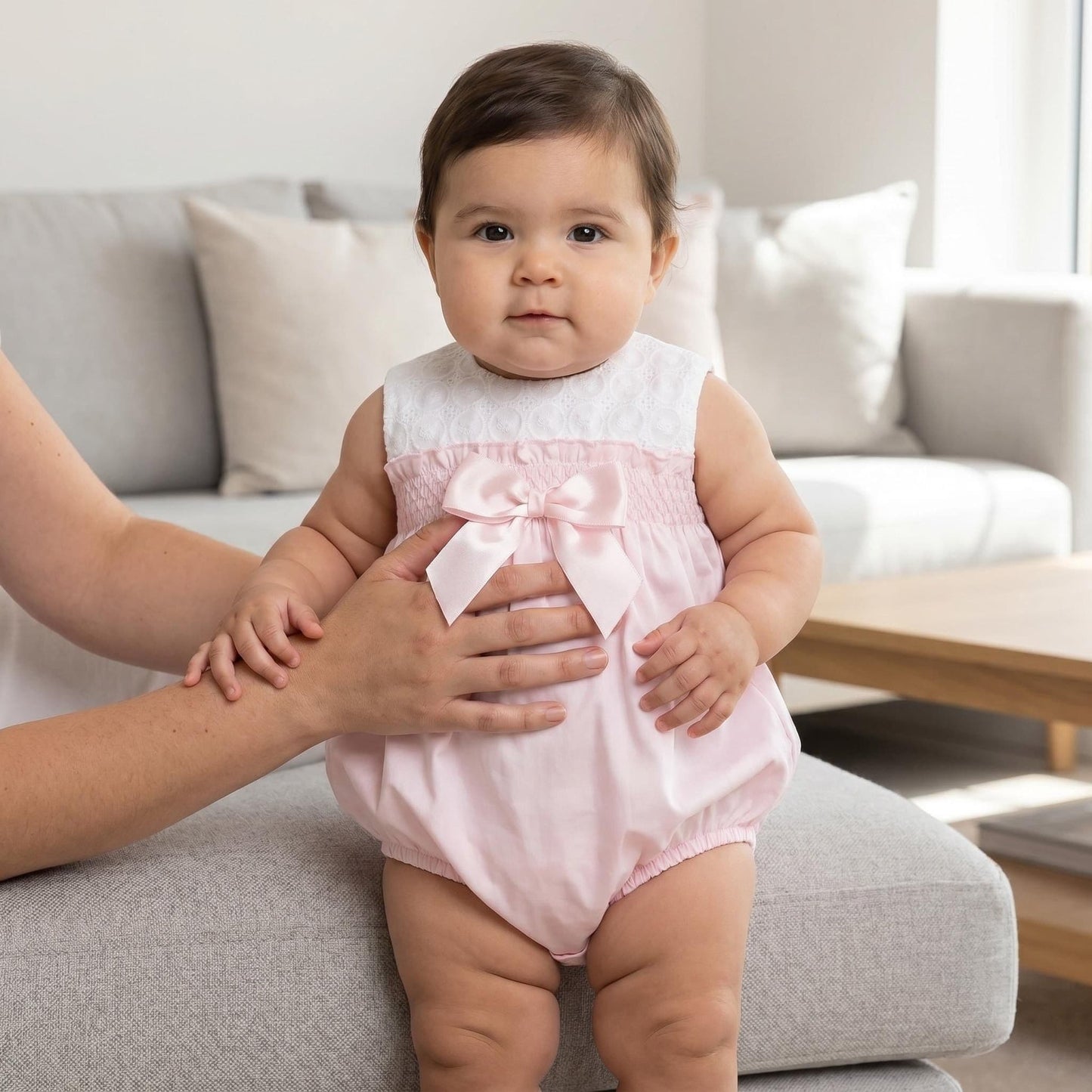 *SALE* Baby Girl Pink Cotton Embroidery Romper "MYD25008"