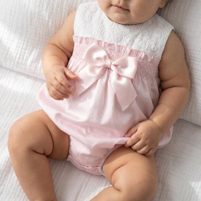 *SALE* Baby Girl Pink Cotton Embroidery Romper "MYD25008"