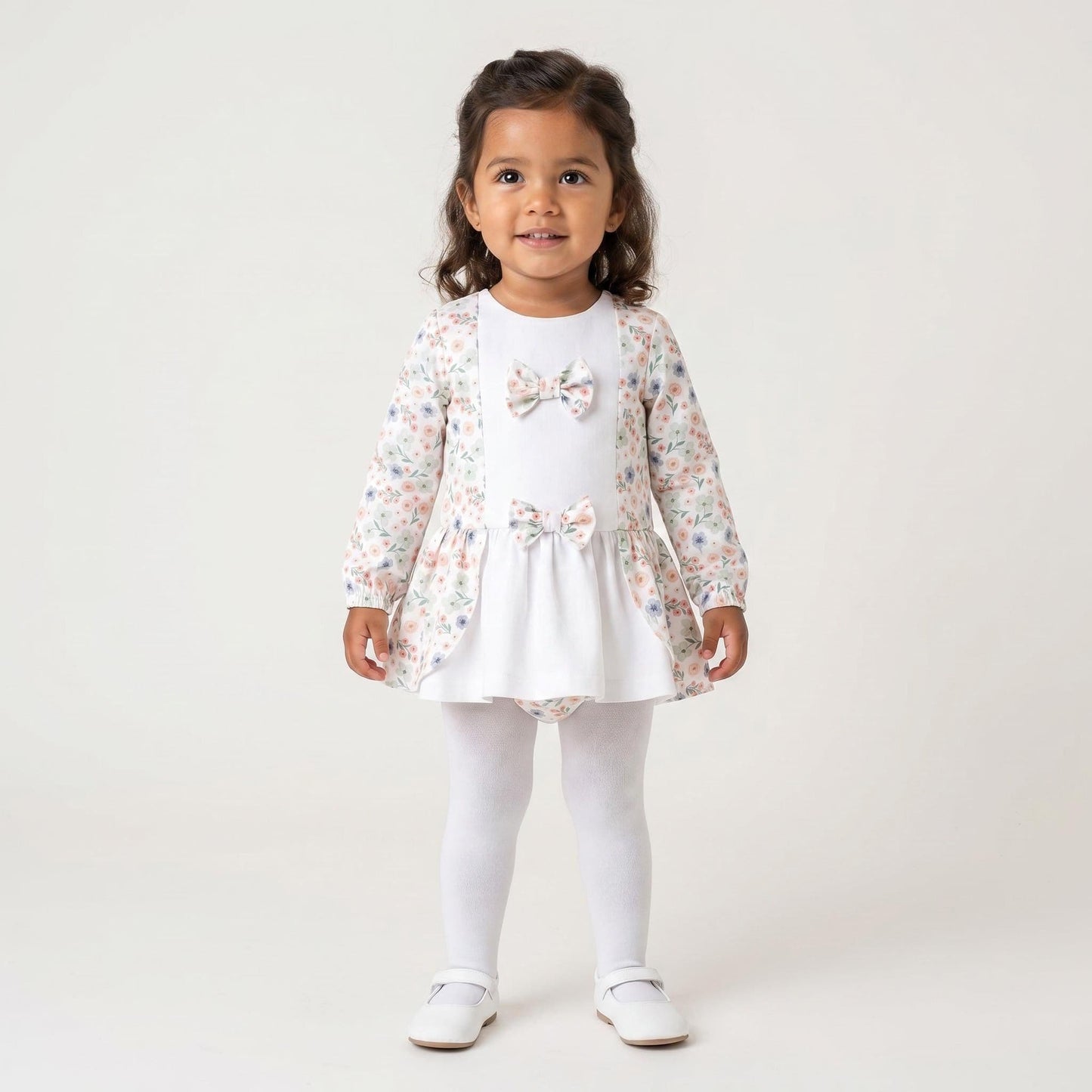 SALE" Baby Girl Pink Cotton Floral Dress with Pants "MYD25227