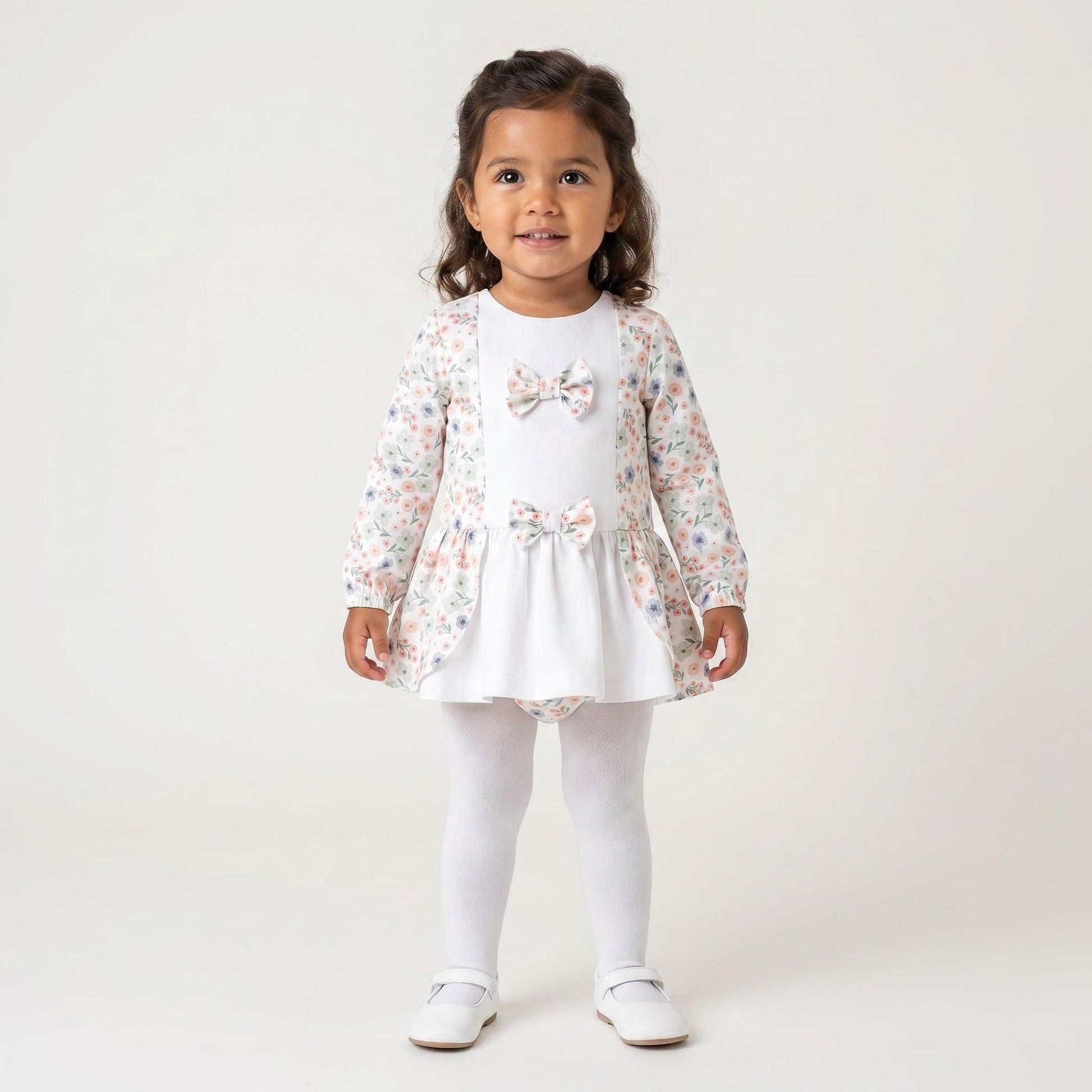 SALE" Baby Girl Pink Cotton Floral Dress with Pants "MYD25227