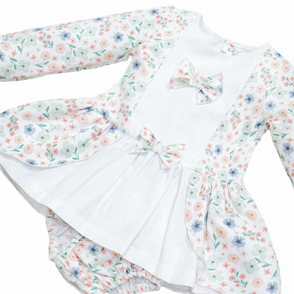 SALE" Baby Girl Pink Cotton Floral Dress with Pants "MYD25227