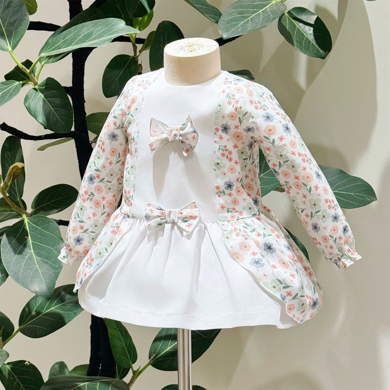 SALE" Baby Girl Pink Cotton Floral Dress with Pants "MYD25227