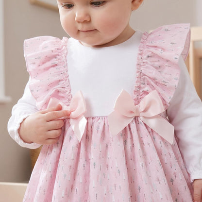 SALE" Baby Girl Pink Cotton Frilly Shoulder Dress with Pants "MYD25224