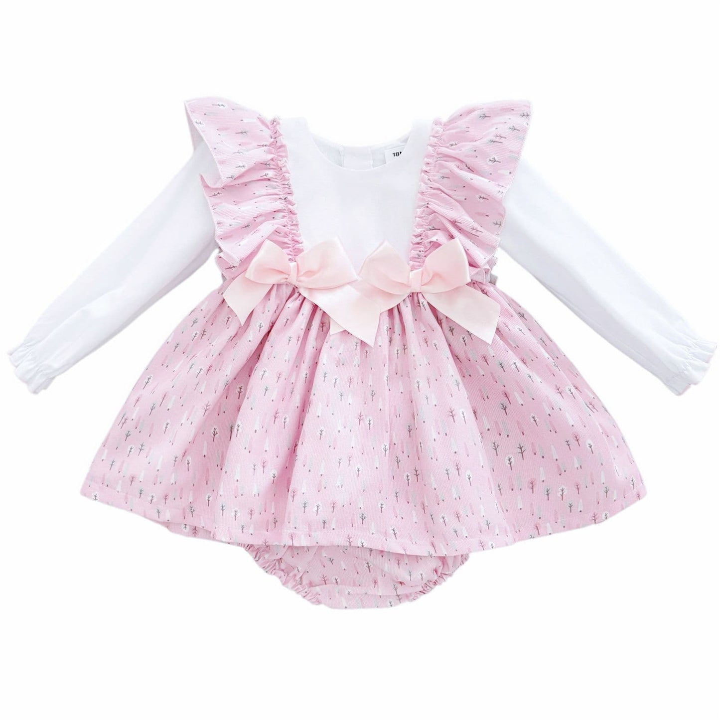 SALE" Baby Girl Pink Cotton Frilly Shoulder Dress with Pants "MYD25224