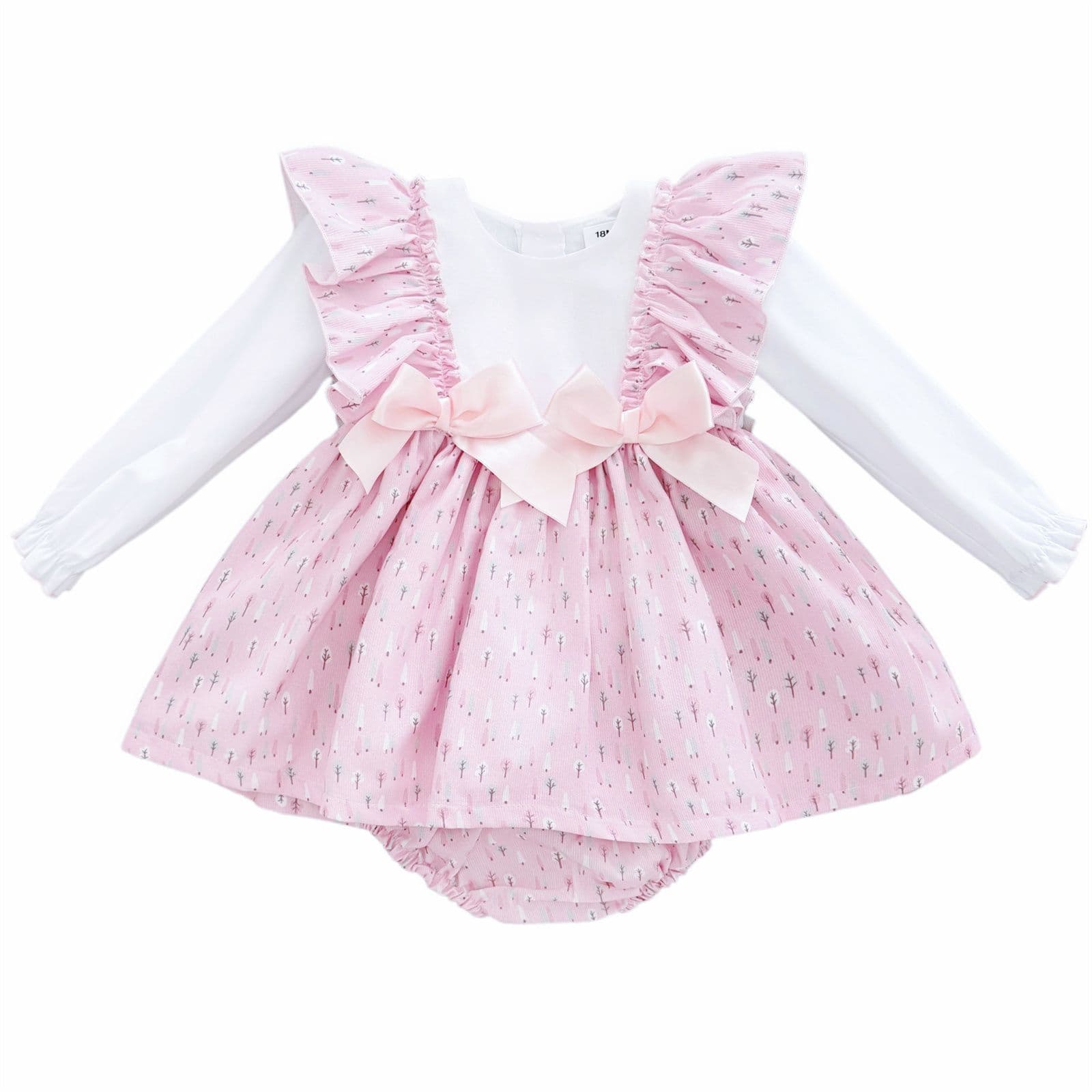 SALE" Baby Girl Pink Cotton Frilly Shoulder Dress with Pants "MYD25224