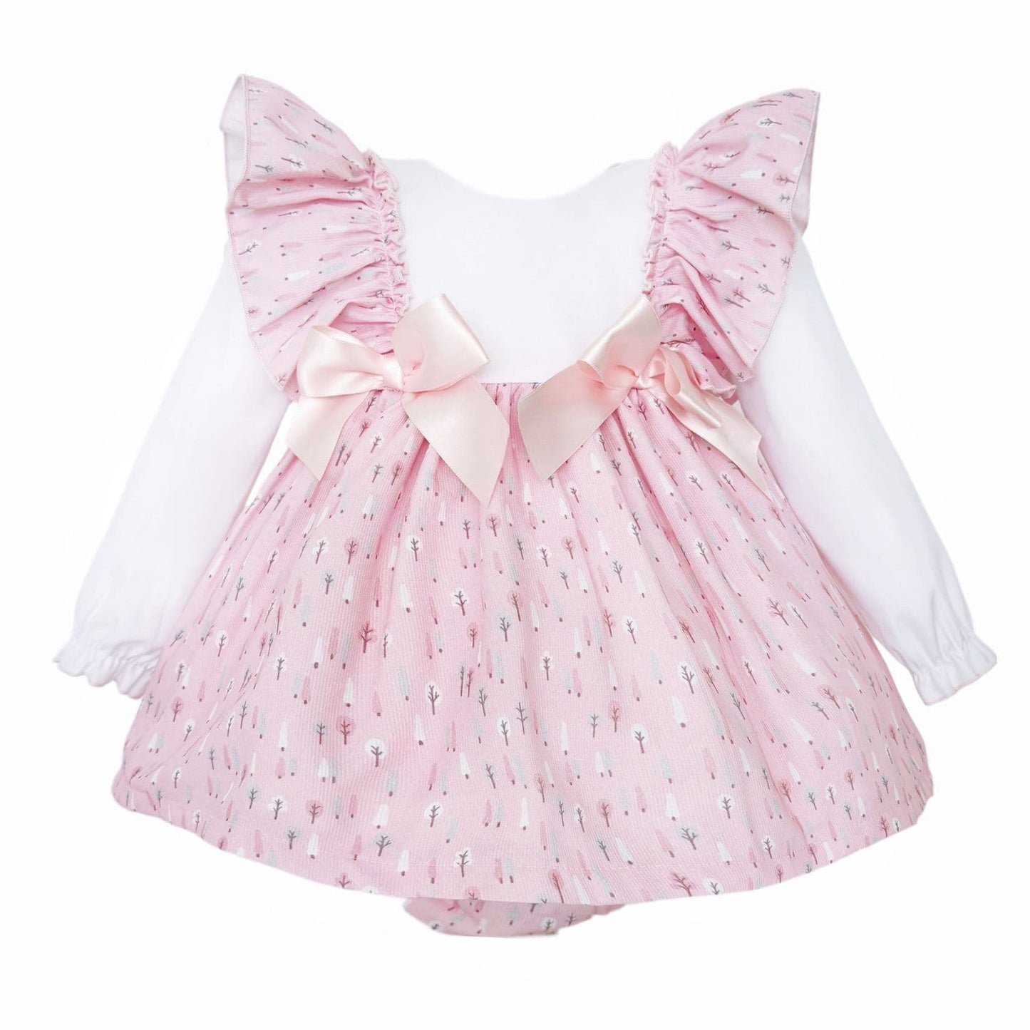 SALE" Baby Girl Pink Cotton Frilly Shoulder Dress with Pants "MYD25224