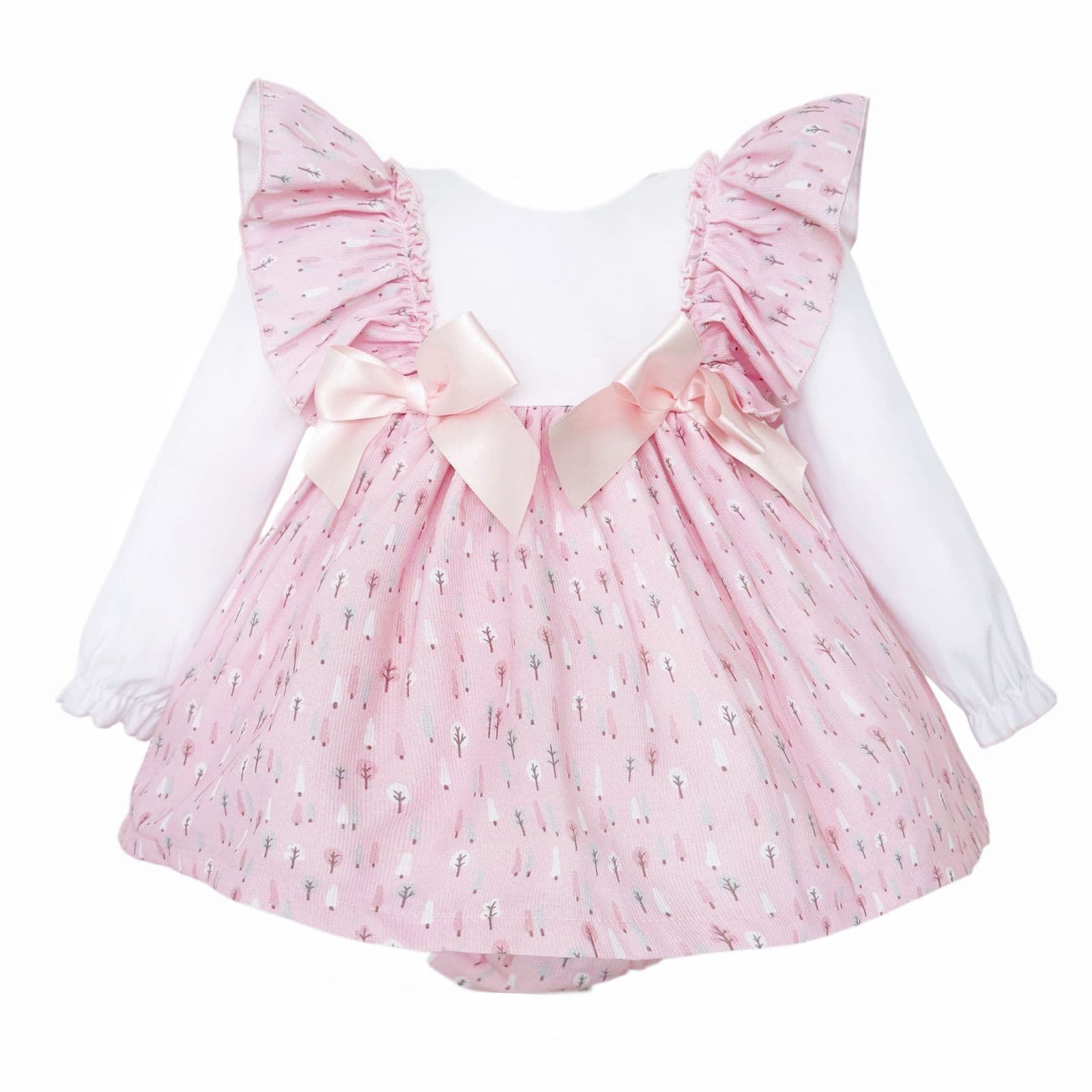 SALE" Baby Girl Pink Cotton Frilly Shoulder Dress with Pants "MYD25224
