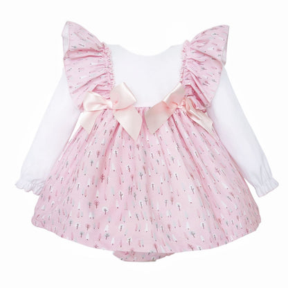 SALE" Baby Girl Pink Cotton Frilly Shoulder Dress with Pants "MYD25224