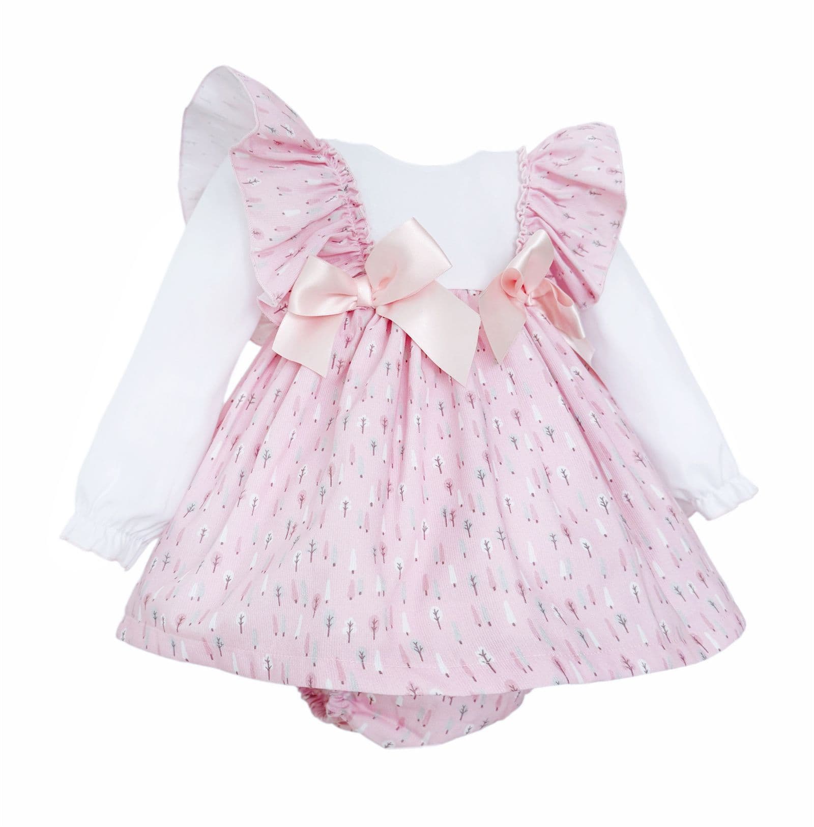 SALE" Baby Girl Pink Cotton Frilly Shoulder Dress with Pants "MYD25224