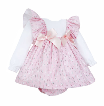 SALE" Baby Girl Pink Cotton Frilly Shoulder Dress with Pants "MYD25224