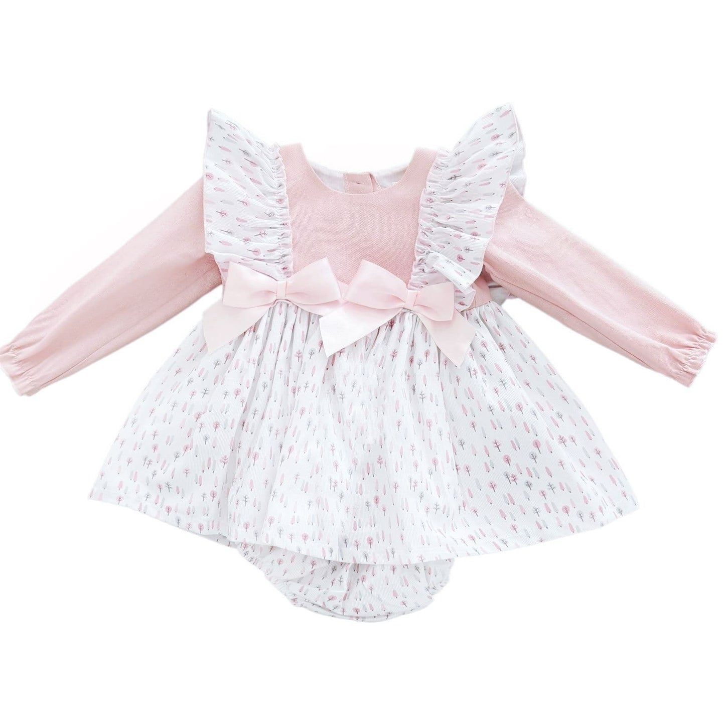 SALE" Baby Girl Pink Cotton Frilly Shoulder Dress with Pants "MYD25225